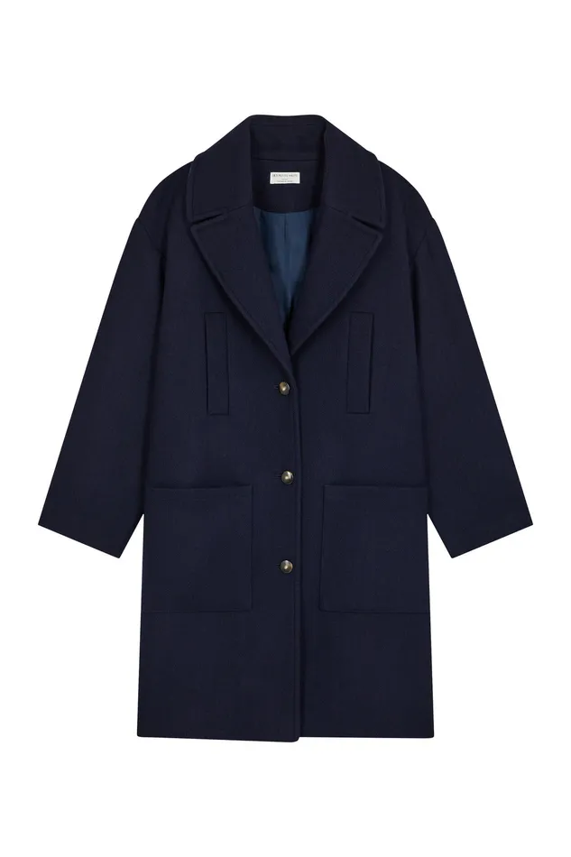 Women Coat Yasmine Marine Manteau Laine Bleu Fonc Des Petits Hauts Coats and Jackets