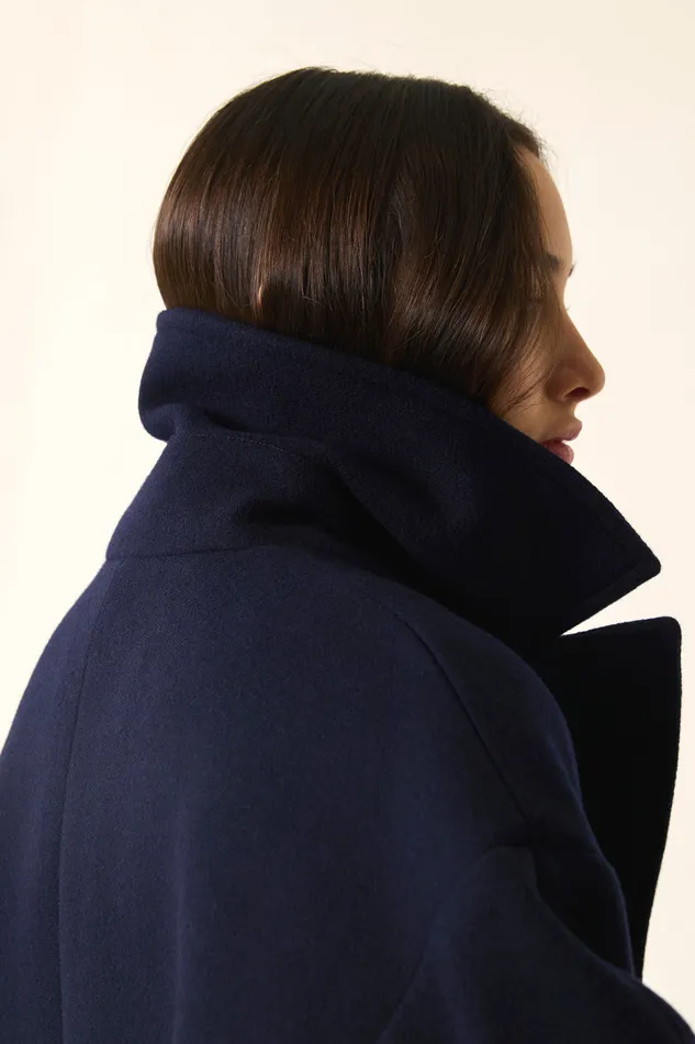 Women Coat Yasmine Marine Manteau Laine Bleu Fonc Des Petits Hauts Coats and Jackets