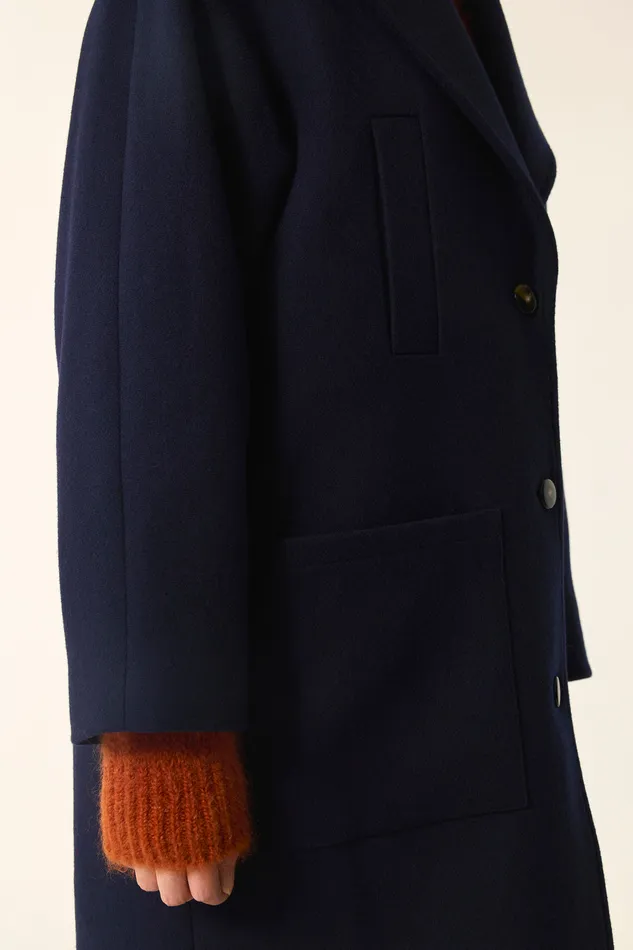 Women Coat Yasmine Marine Manteau Laine Bleu Fonc Des Petits Hauts Coats and Jackets