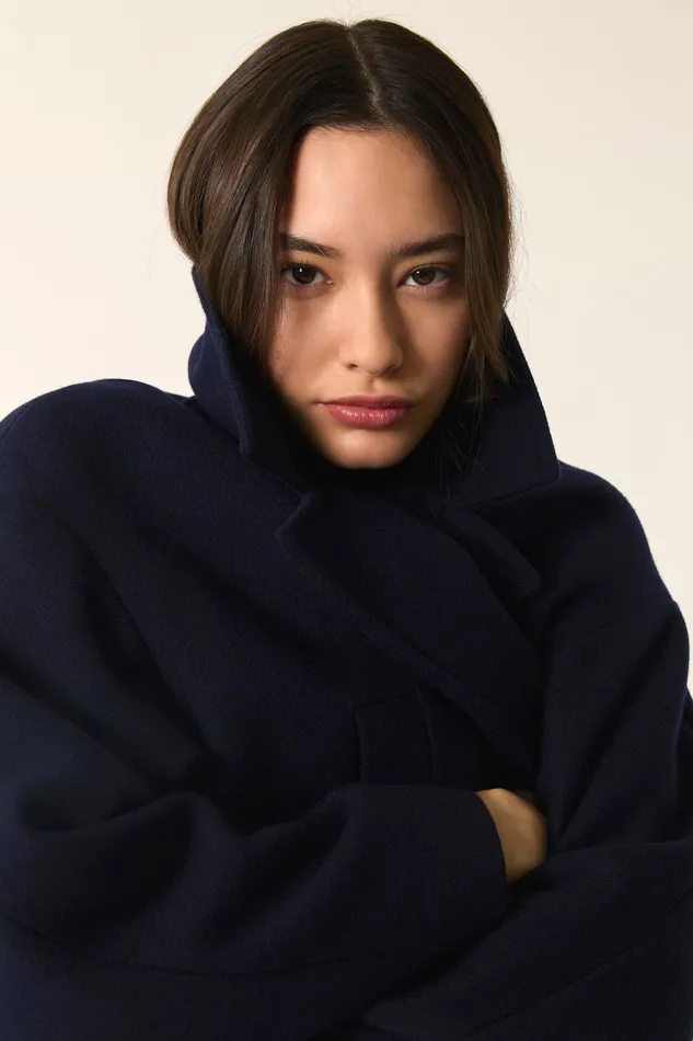 Women Coat Yasmine Marine Manteau Laine Bleu Fonc Des Petits Hauts Coats and Jackets
