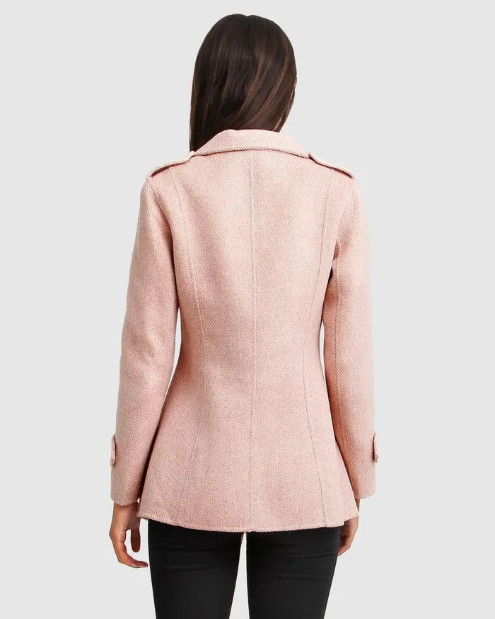 Women Coats and Jackets Belle and Bloom NEW FIT Bad Girl Wool Blend Moto Coat 8211 Blush