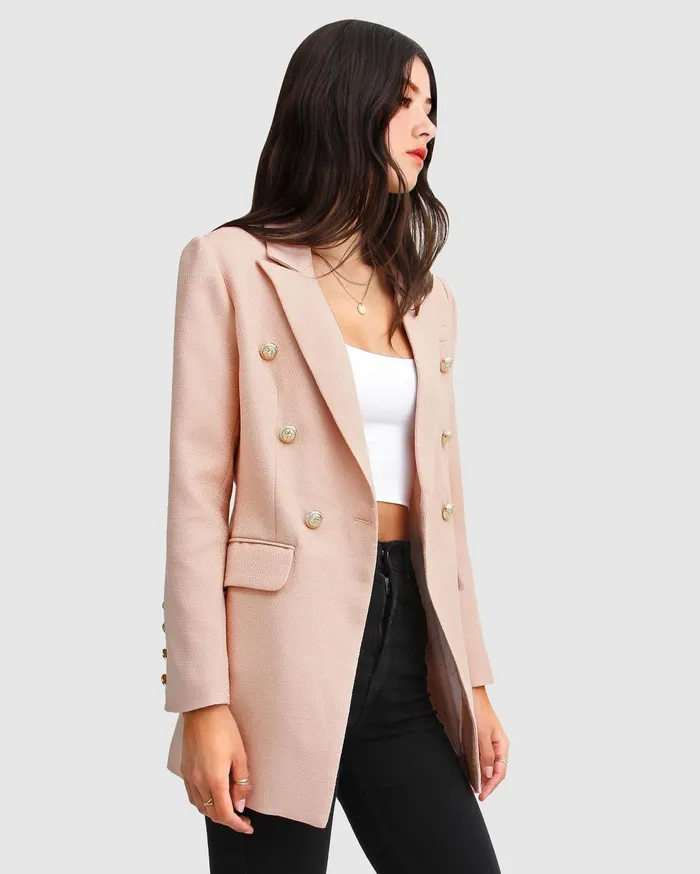 Women Coats and Jackets Belle and Bloom Princess Polina Textured Weave Blazer 8211 Blush