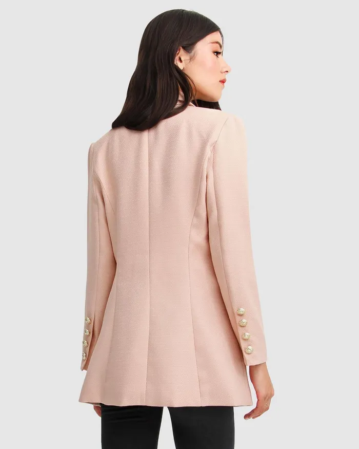 Women Coats and Jackets Belle and Bloom Princess Polina Textured Weave Blazer 8211 Blush
