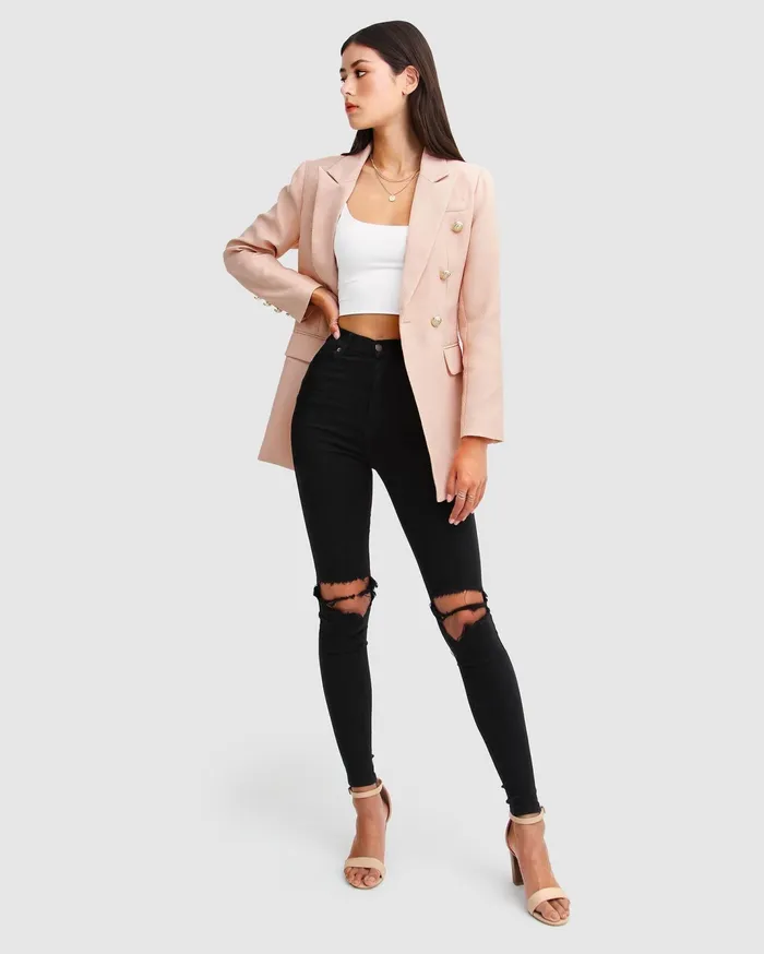 Women Coats and Jackets Belle and Bloom Princess Polina Textured Weave Blazer 8211 Blush