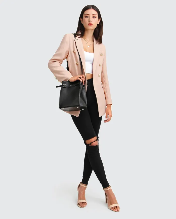 Women Coats and Jackets Belle and Bloom Princess Polina Textured Weave Blazer 8211 Blush