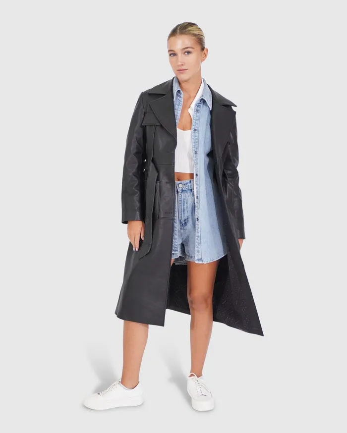 Women Coats and Jackets Belle and Bloom Unstoppable Leather Trench 8211 Black