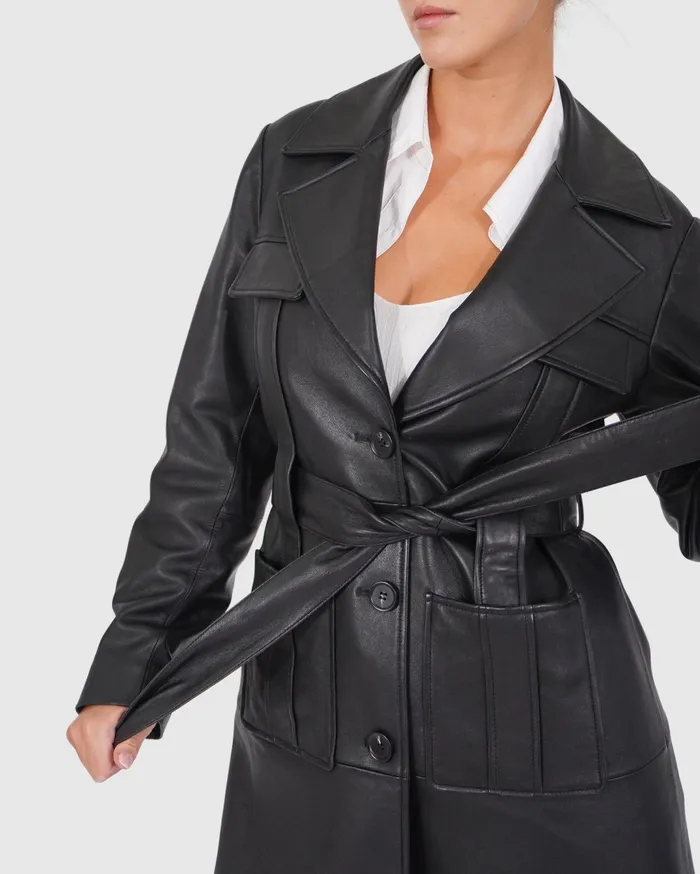 Women Coats and Jackets Belle and Bloom Unstoppable Leather Trench 8211 Black
