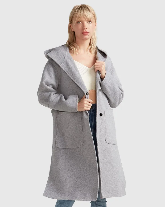 Women Coats and Jackets Belle and Bloom Walk This Way Wool Blend Oversized Coat 8211 Grey