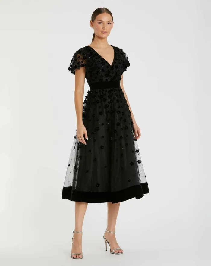 Women Cocktail Dresses Mac Duggal Black Embellished Butterfly Sleeve Velvet Hem Midi Dress Black Women Cocktail Dresses Mac Duggal Black Embellished Butterfly Sleeve Velvet Hem Midi Dress Black
