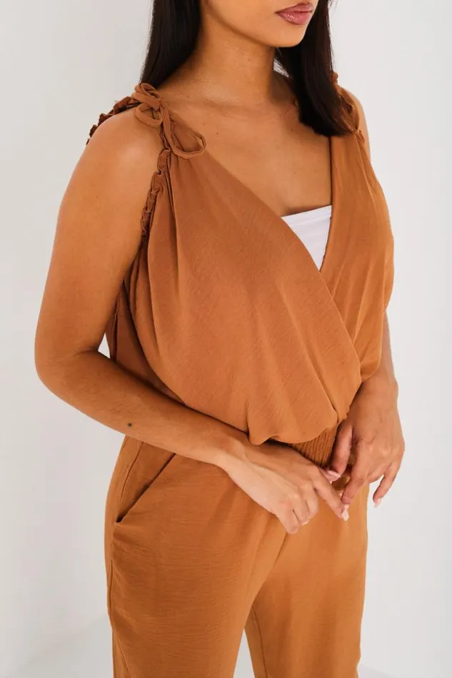 Women Combinaison Pantalon Camel Fluide Manches Nou Camel Brentiny Paris Playsuits Women Combinaison Pantalon Camel Fluide Manches Nou Camel Brentiny Paris Playsuits