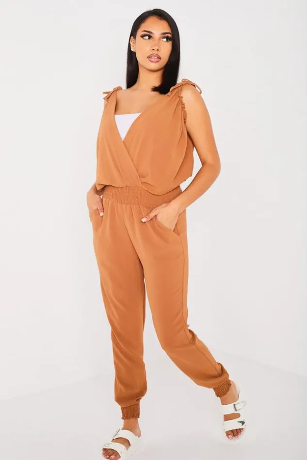 Women Combinaison Pantalon Camel Fluide Manches Nou Camel Brentiny Paris Playsuits Women Combinaison Pantalon Camel Fluide Manches Nou Camel Brentiny Paris Playsuits