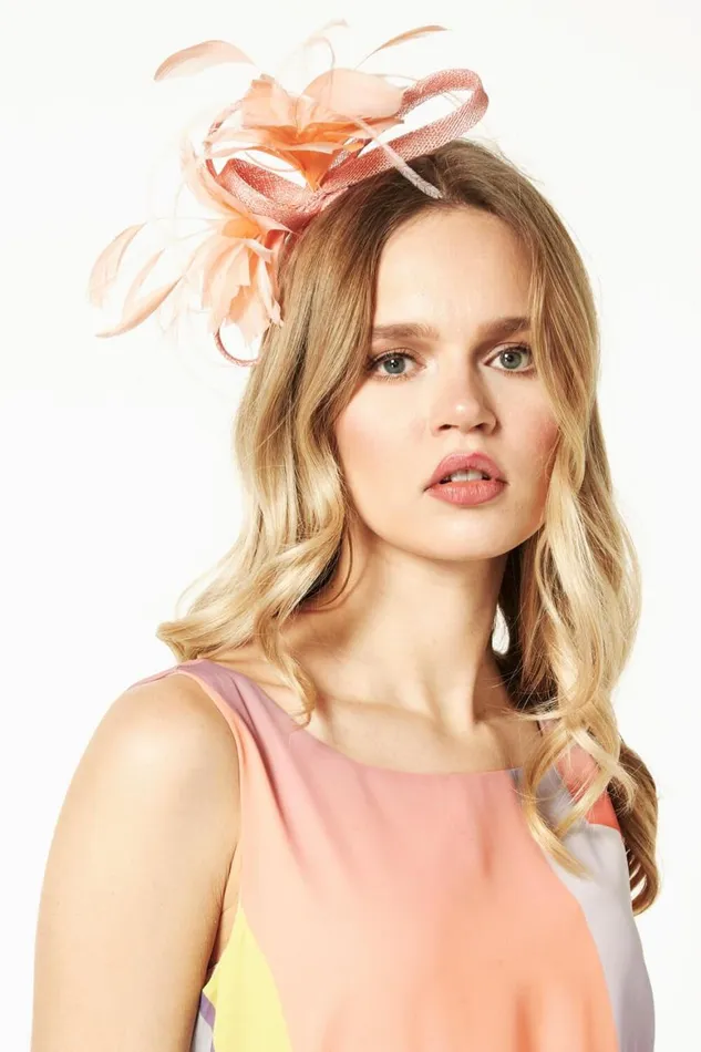 Women Coral Loop And Feather Band Fascinator Roman Occasionwear