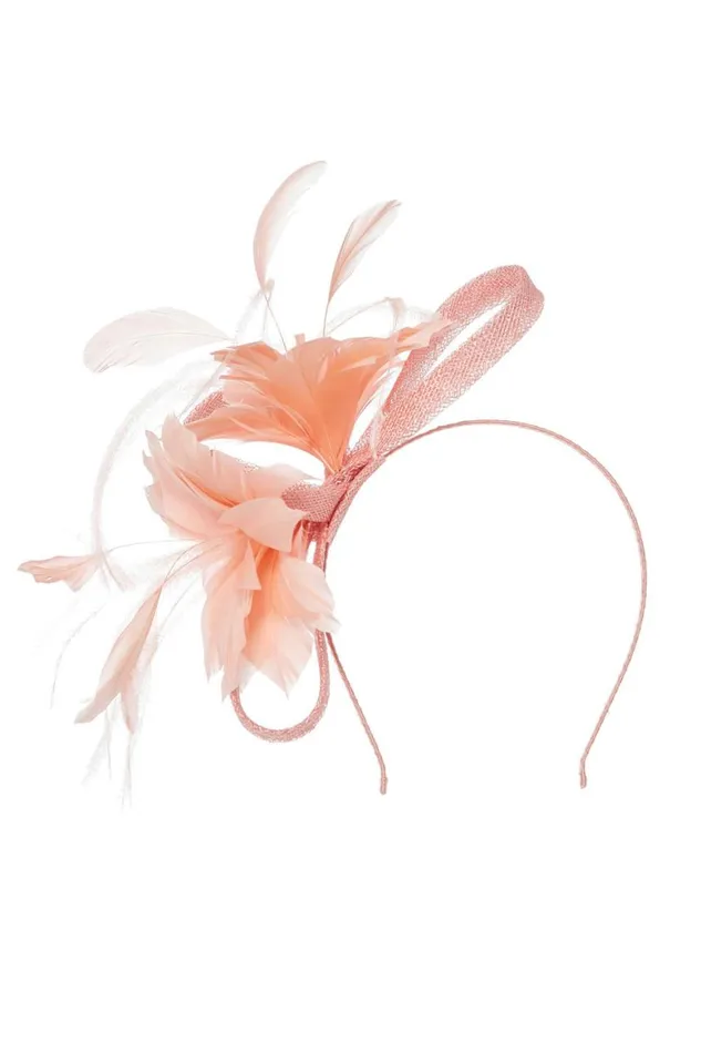 Women Coral Loop And Feather Band Fascinator Roman Occasionwear