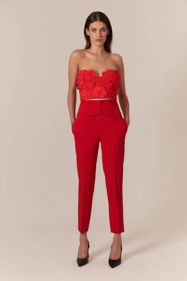 Women Corsets Bardot Brias Lace Bustier In Fire Red Fire Red Women Corsets Bardot Brias Lace Bustier In Fire Red Fire Red