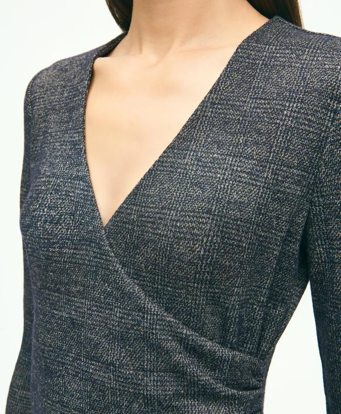 Women Cotton Wool Blend Glenn Plaid Dress Grey Multi Brooks Brothers Dresses