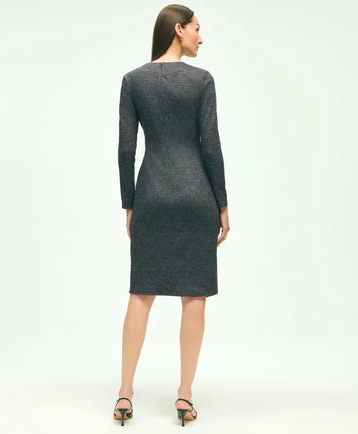 Women Cotton Wool Blend Glenn Plaid Dress Grey Multi Brooks Brothers Dresses