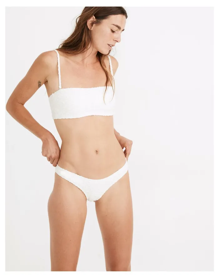 Women Curved Waist Bikini Bottom In Bold Squiggles Jacquard Lighthouse Madewell Swim