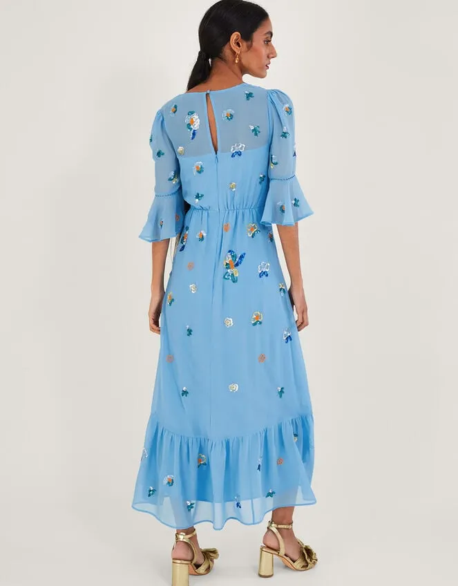 Women Daniella Embellished Wrap Dress In Recycled Polyester Blue Monsoon Occasionwear