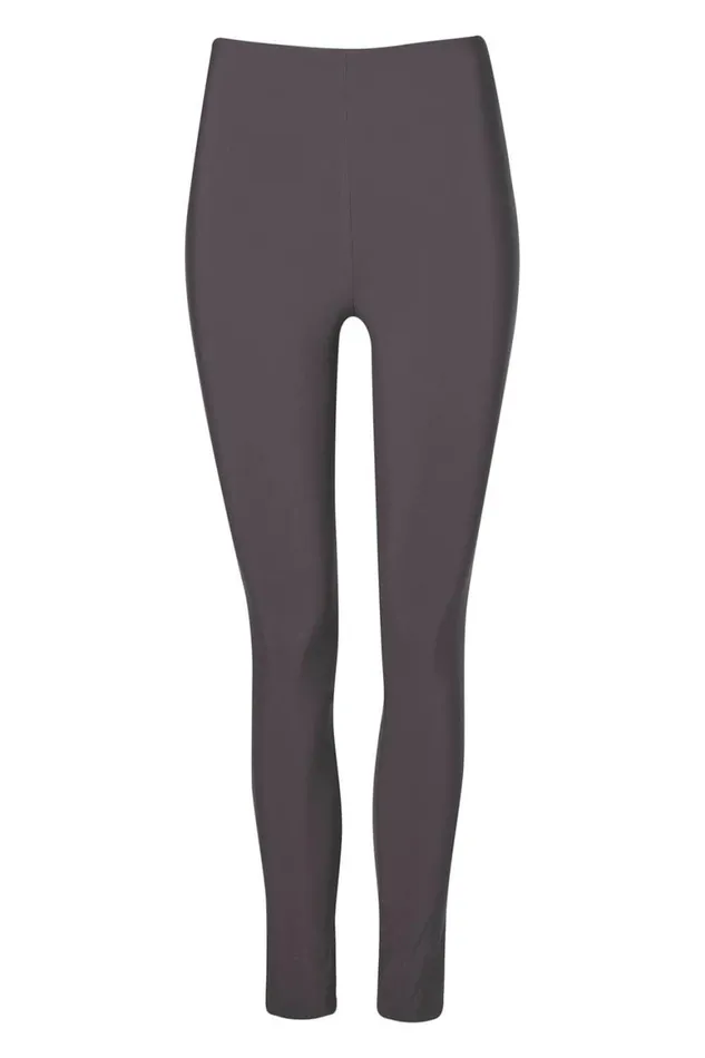 Women Dark Grey Full Length Elastic Waist Stretch Trousers Roman Trousers