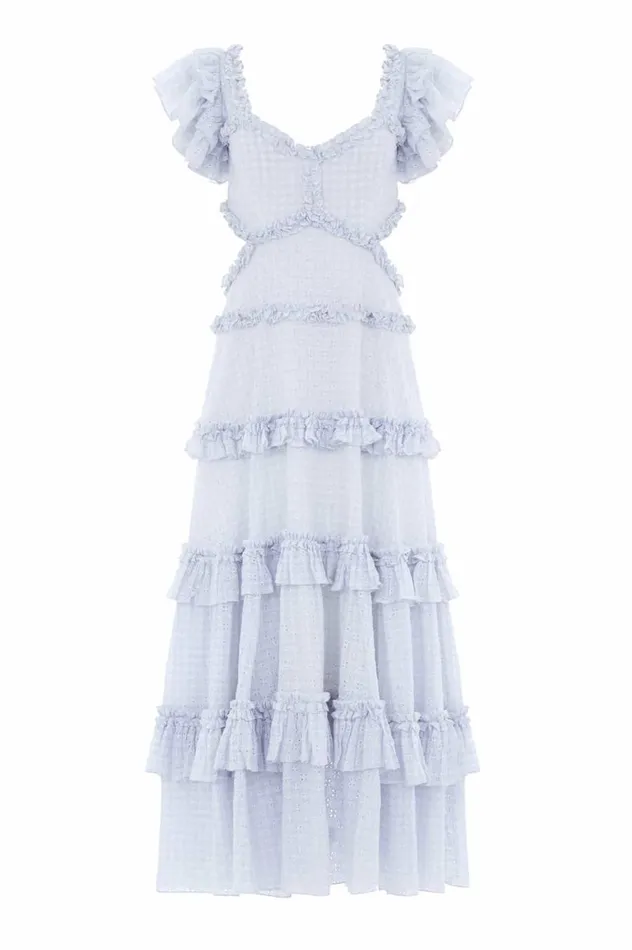Women Day Dresses Needle and Thread Gingham Broderie Backless Ankle Gown Blue Women Day Dresses Needle and Thread Gingham Broderie Backless Ankle Gown Blue