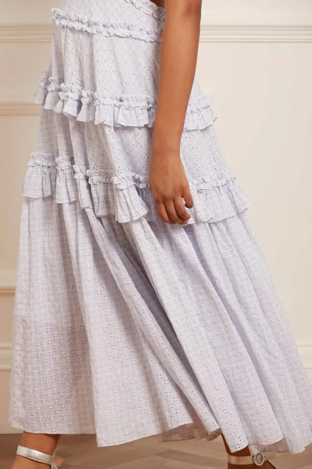 Women Day Dresses Needle and Thread Gingham Broderie Backless Ankle Gown Blue Women Day Dresses Needle and Thread Gingham Broderie Backless Ankle Gown Blue