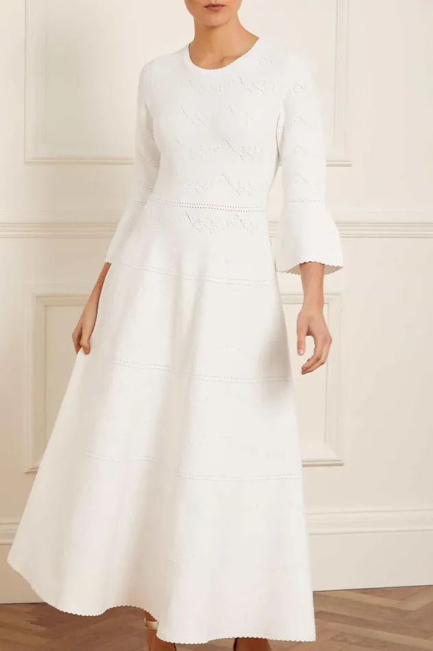 Women Day Dresses Needle and Thread Pretty Pointelle Knit Gown White