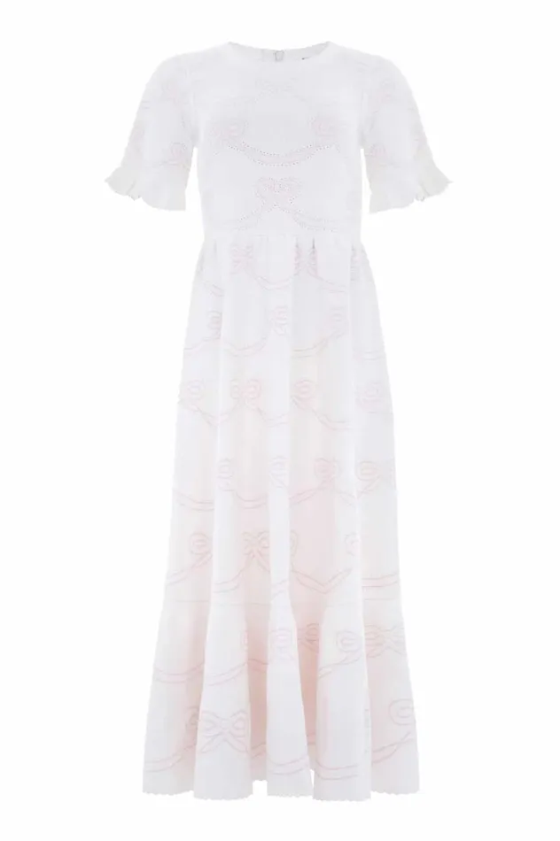 Women Day Dresses Needle and Thread Ribbon Bow Knit Ankle Gown White Women Day Dresses Needle and Thread Ribbon Bow Knit Ankle Gown White