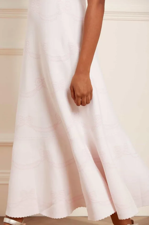 Women Day Dresses Needle and Thread Ribbon Bow Knit Ankle Gown White Women Day Dresses Needle and Thread Ribbon Bow Knit Ankle Gown White