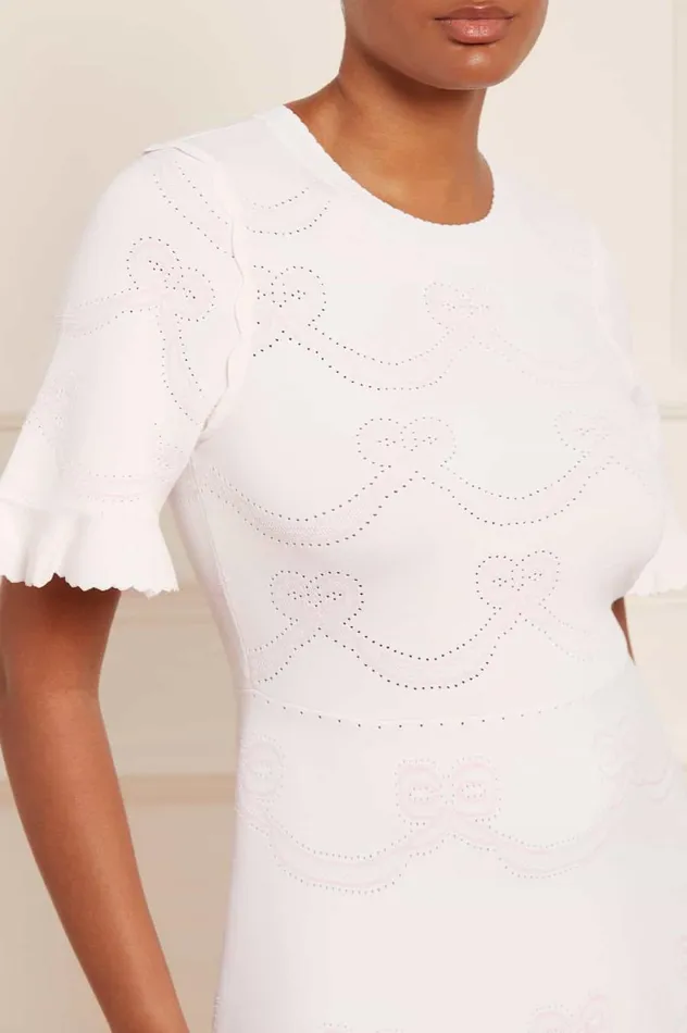 Women Day Dresses Needle and Thread Ribbon Bow Knit Ankle Gown White Women Day Dresses Needle and Thread Ribbon Bow Knit Ankle Gown White
