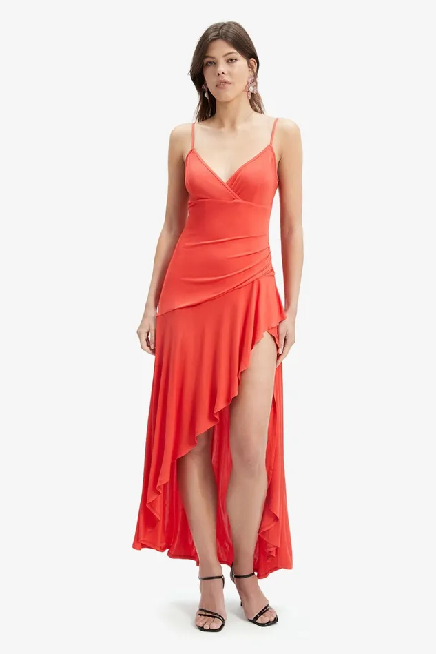 Women Day To Night Dresses Bardot Sorella Jersey Midi Dress In Fire Red Fire Red