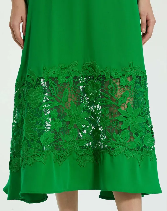 Women Daytime Dresses Mac Duggal Crepe Boat Neck Midi Dress With Applique Cut Out Spring Green
