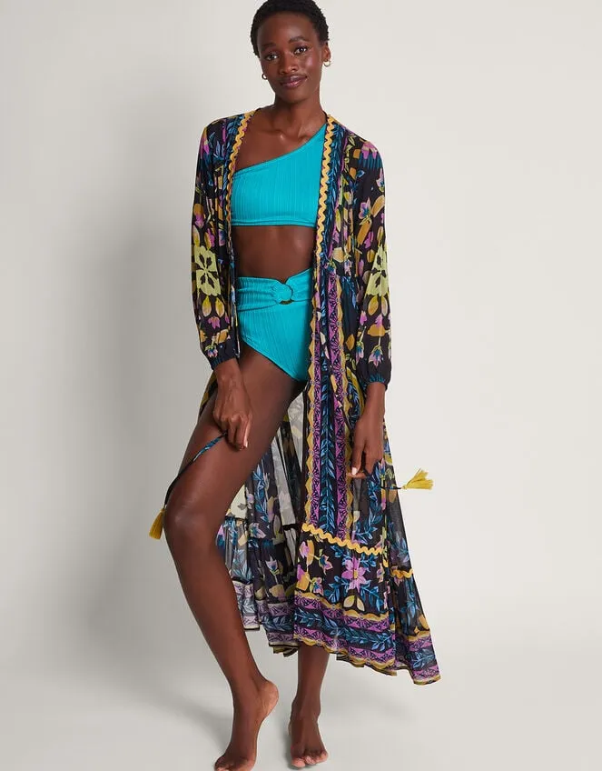 Women Delia Button Kaftan Black Monsoon Beachwear and Swimwear