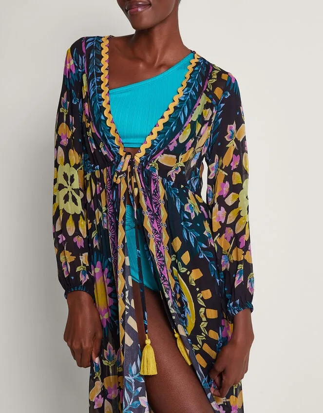 Women Delia Button Kaftan Black Monsoon Beachwear and Swimwear