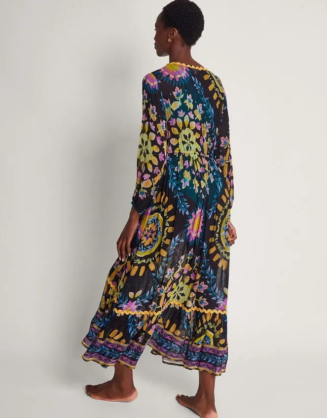 Women Delia Button Kaftan Black Monsoon Beachwear and Swimwear