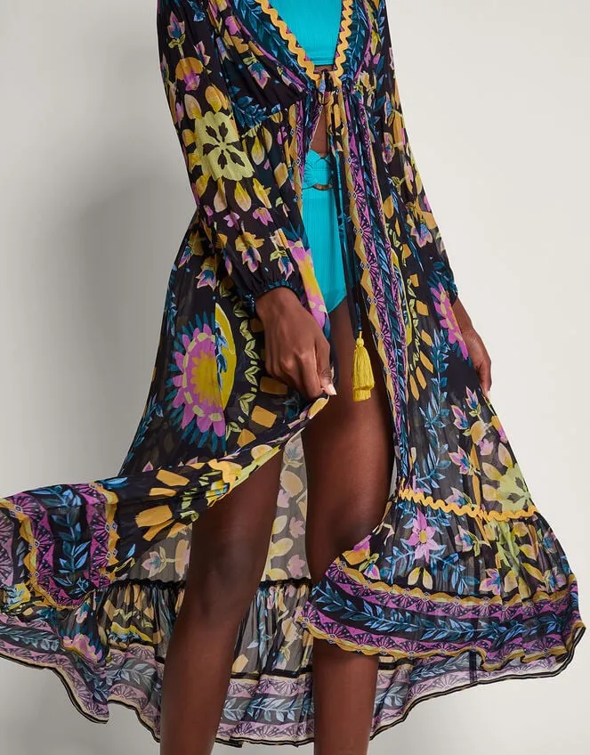 Women Delia Button Kaftan Black Monsoon Beachwear and Swimwear