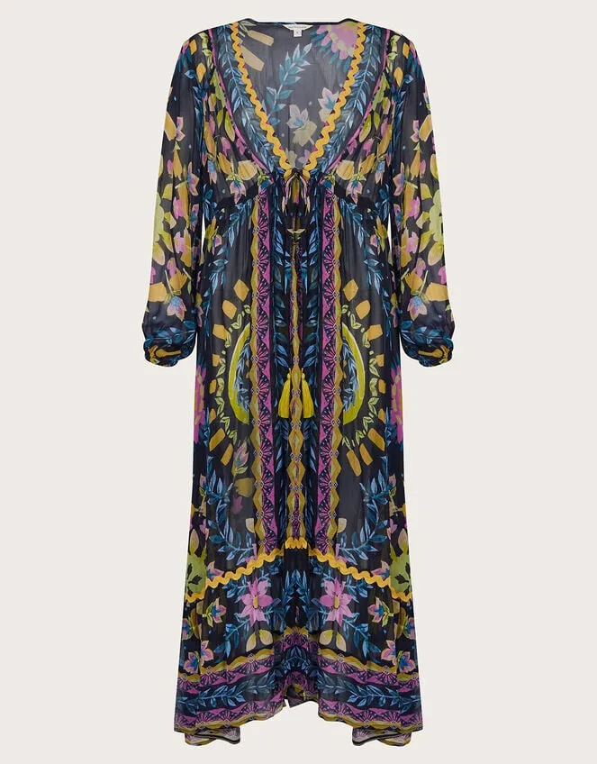 Women Delia Button Kaftan Black Monsoon Beachwear and Swimwear