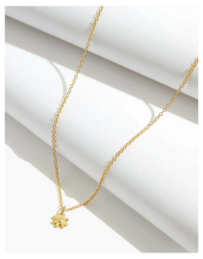 Women Delicate Collection Demi Fine Daisy Pendant Necklace 14k Gold Madewell 14K GoldPlated