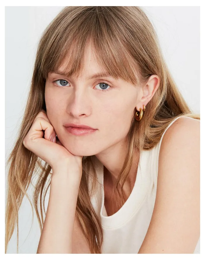 Women Delicate Collection Demi Fine Huggie Mini Hoop Earrings 14k Gold Madewell 14K GoldPlated Women Delicate Collection Demi Fine Huggie Mini Hoop Earrings 14k Gold Madewell 14K GoldPlated