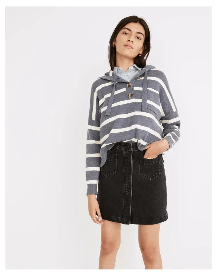 Women Denim High Waist Button Front Mini Skirt In Gilmore Wash Gilmore Wash Madewell Skirts