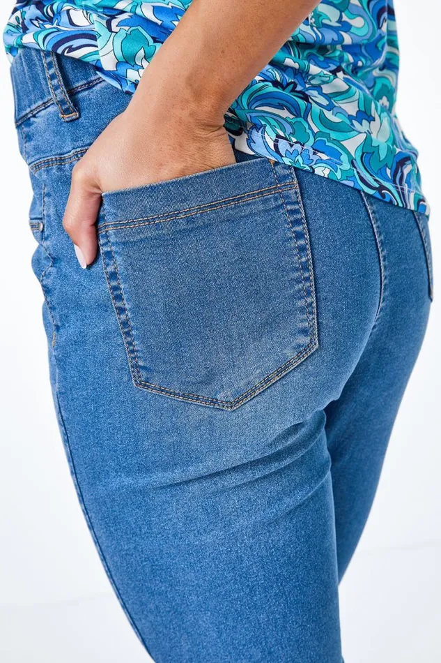 Women Denim Petite Denim Stretch Elastic Waist Shorts Roman Coords