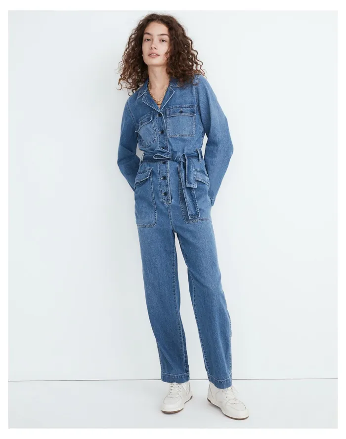 Women Denim Tie Waist Jumpsuit In Claireville Wash Claireville Wash Madewell Jumpsuits and Overalls Women Denim Tie Waist Jumpsuit In Claireville Wash Claireville Wash Madewell Jumpsuits and Overalls
