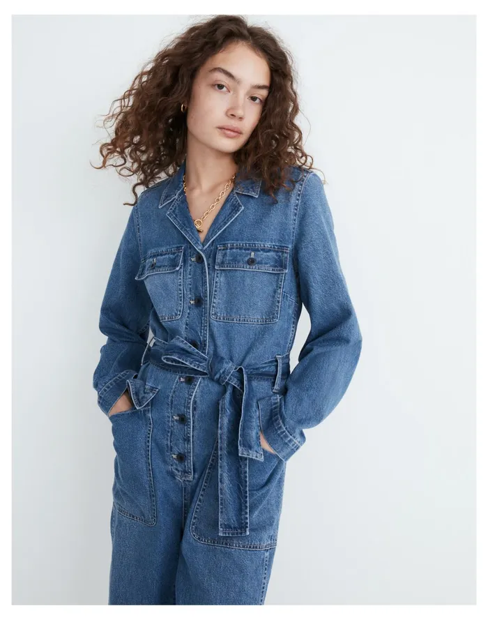 Women Denim Tie Waist Jumpsuit In Claireville Wash Claireville Wash Madewell Jumpsuits and Overalls Women Denim Tie Waist Jumpsuit In Claireville Wash Claireville Wash Madewell Jumpsuits and Overalls