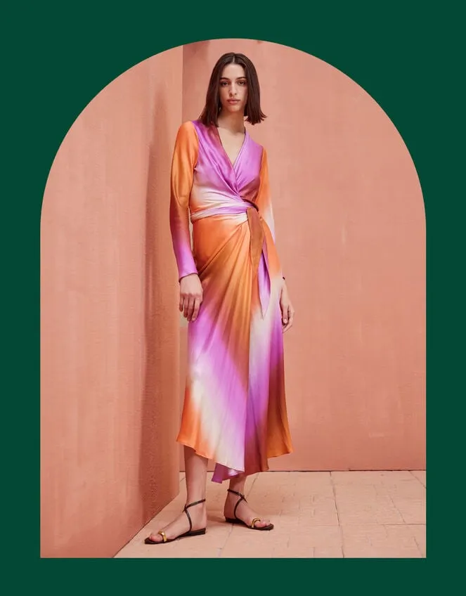 Women Devotion Twins Ombre Satin Dress Purple Monsoon Dresses