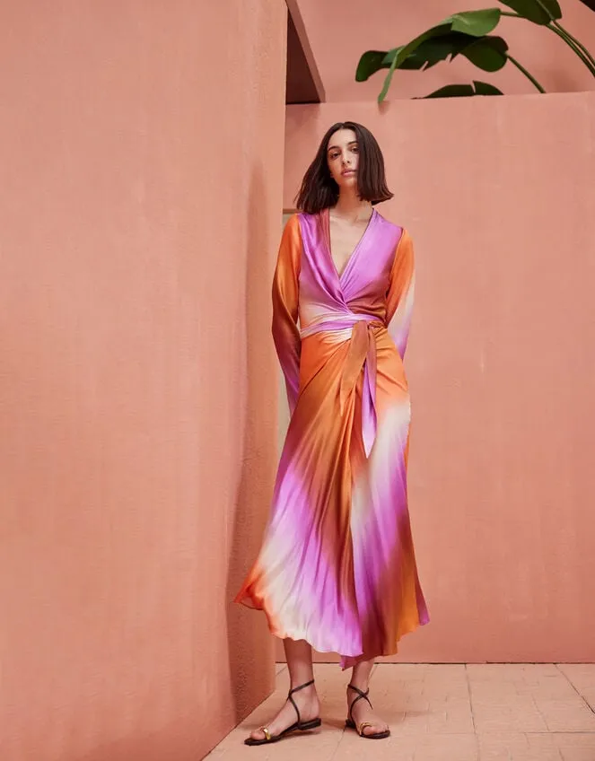 Women Devotion Twins Ombre Satin Dress Purple Monsoon Dresses