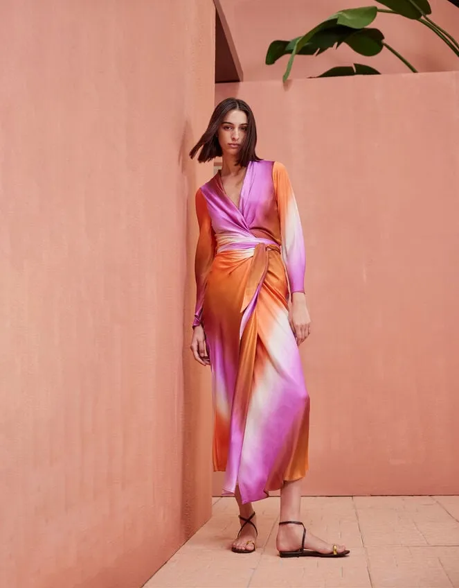Women Devotion Twins Ombre Satin Dress Purple Monsoon Dresses