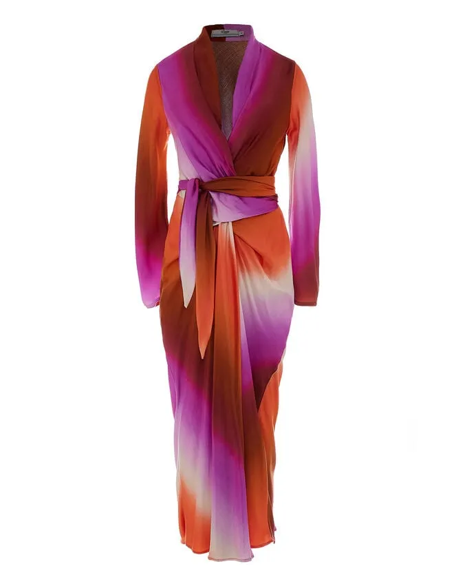 Women Devotion Twins Ombre Satin Dress Purple Monsoon Dresses