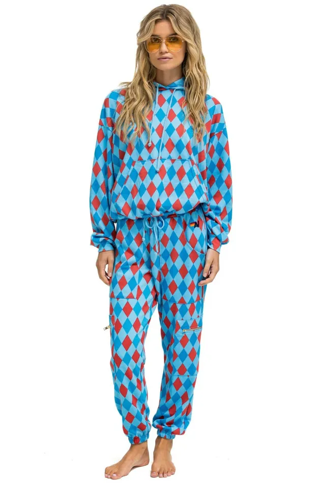 Women DIAMOND REPEAT SMILEY 2 EMBROIDERY CARGO COLOR BLOCK SWEATPANTS 8211 SKY Aviator Nation Sweatpants Women DIAMOND REPEAT SMILEY 2 EMBROIDERY CARGO COLOR BLOCK SWEATPANTS 8211 SKY Aviator Nation Sweatpants