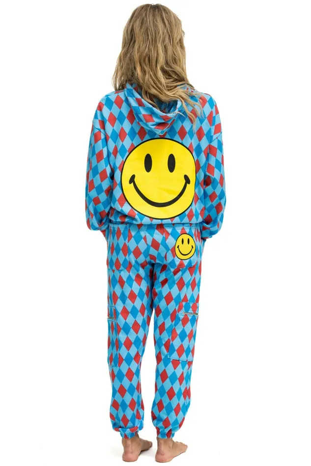 Women DIAMOND REPEAT SMILEY 2 EMBROIDERY CARGO COLOR BLOCK SWEATPANTS 8211 SKY Aviator Nation Sweatpants Women DIAMOND REPEAT SMILEY 2 EMBROIDERY CARGO COLOR BLOCK SWEATPANTS 8211 SKY Aviator Nation Sweatpants
