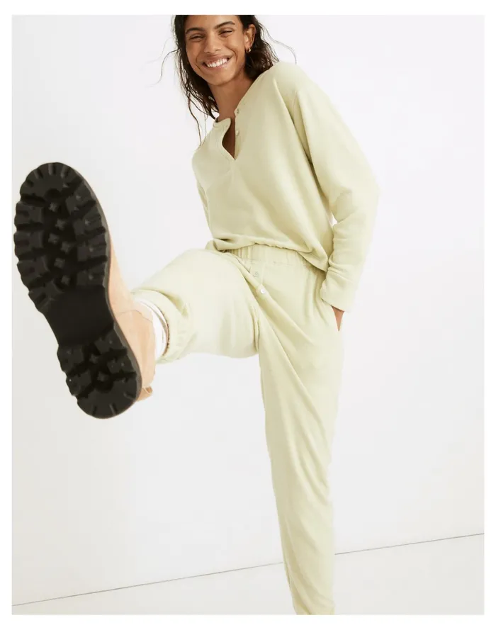 Women Donni Henley Sweater Pants Lime Madewell Sweatshirts and Sweatpants