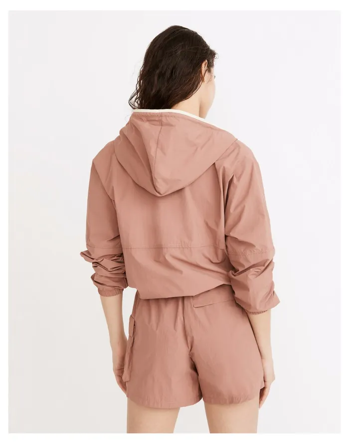 Women Donni Nylon Hoodie Pullover Rhubarb Madewell Activewear Women Donni Nylon Hoodie Pullover Rhubarb Madewell Activewear